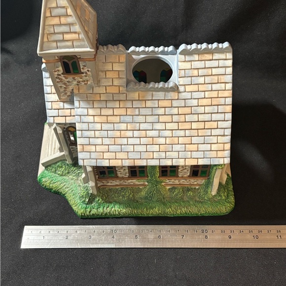 Partylite Olde World Village #2 Church Tealight Candle House Stained Glass - Picture 6 of 7